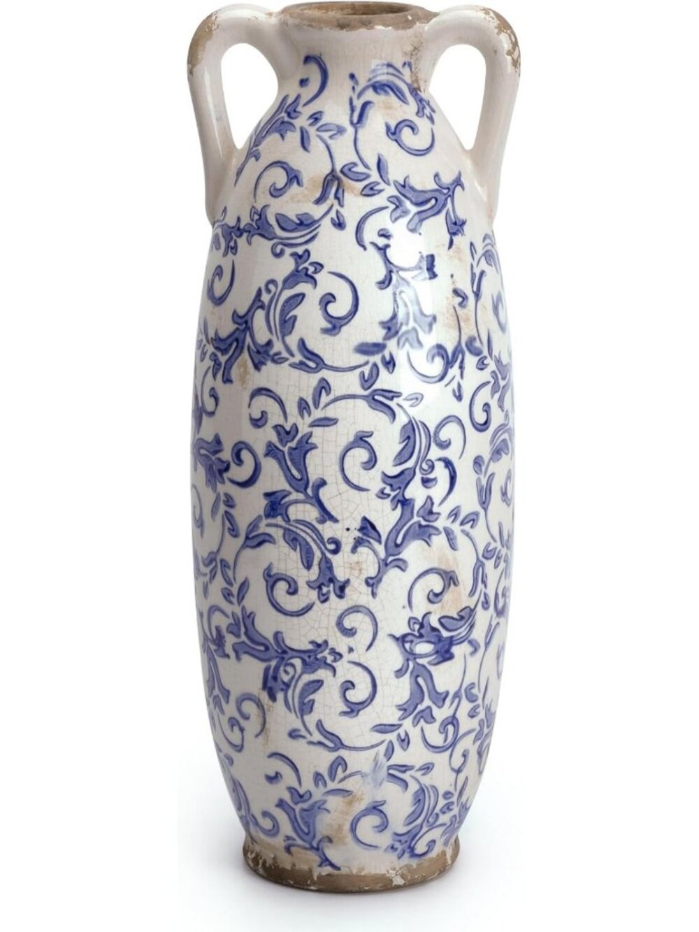 Stylish 14'' Blue & White Ceramic Floor Vase for Pampas Grass - Home Decor